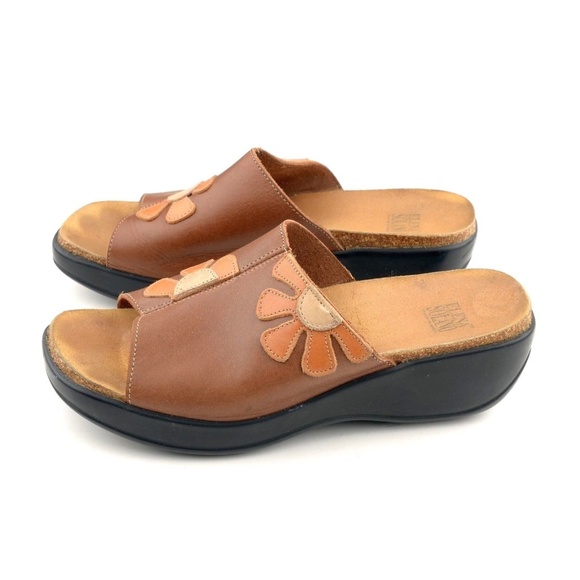 Elena Solano Wedge Sandals Sz 38 / 7.5 US Brown - Picture 2 of 8